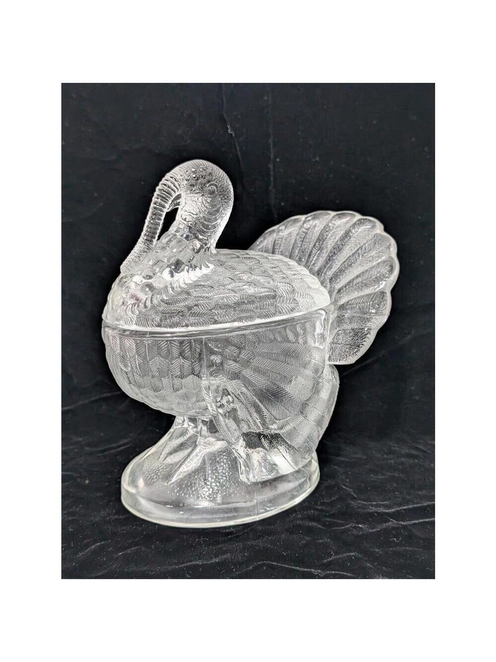 L.E.Smith Vintage Pressed Glass Thanksgiving Turkey Candy Dish